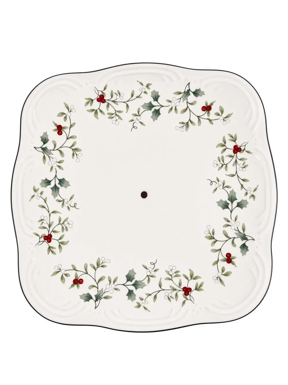 Vintage Pfaltzgraff Winterberry 8.5in Square Scalloped Platter, Holly Berry